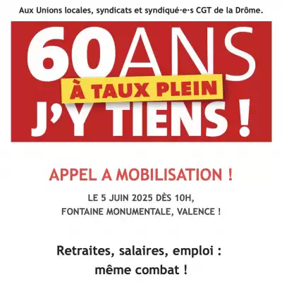 5 Juin - Mobilisation pour la Retraite à 60 ans !