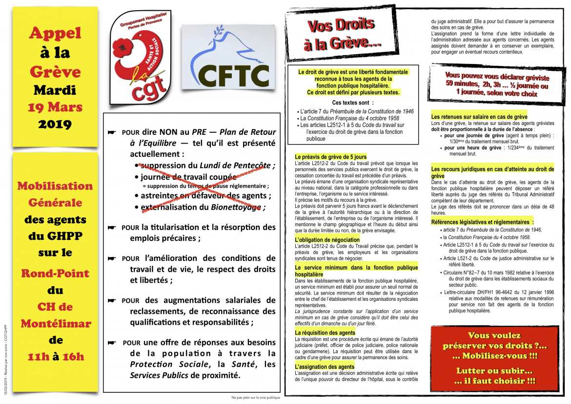 Tract - Appel à la Grève du 19/03/19