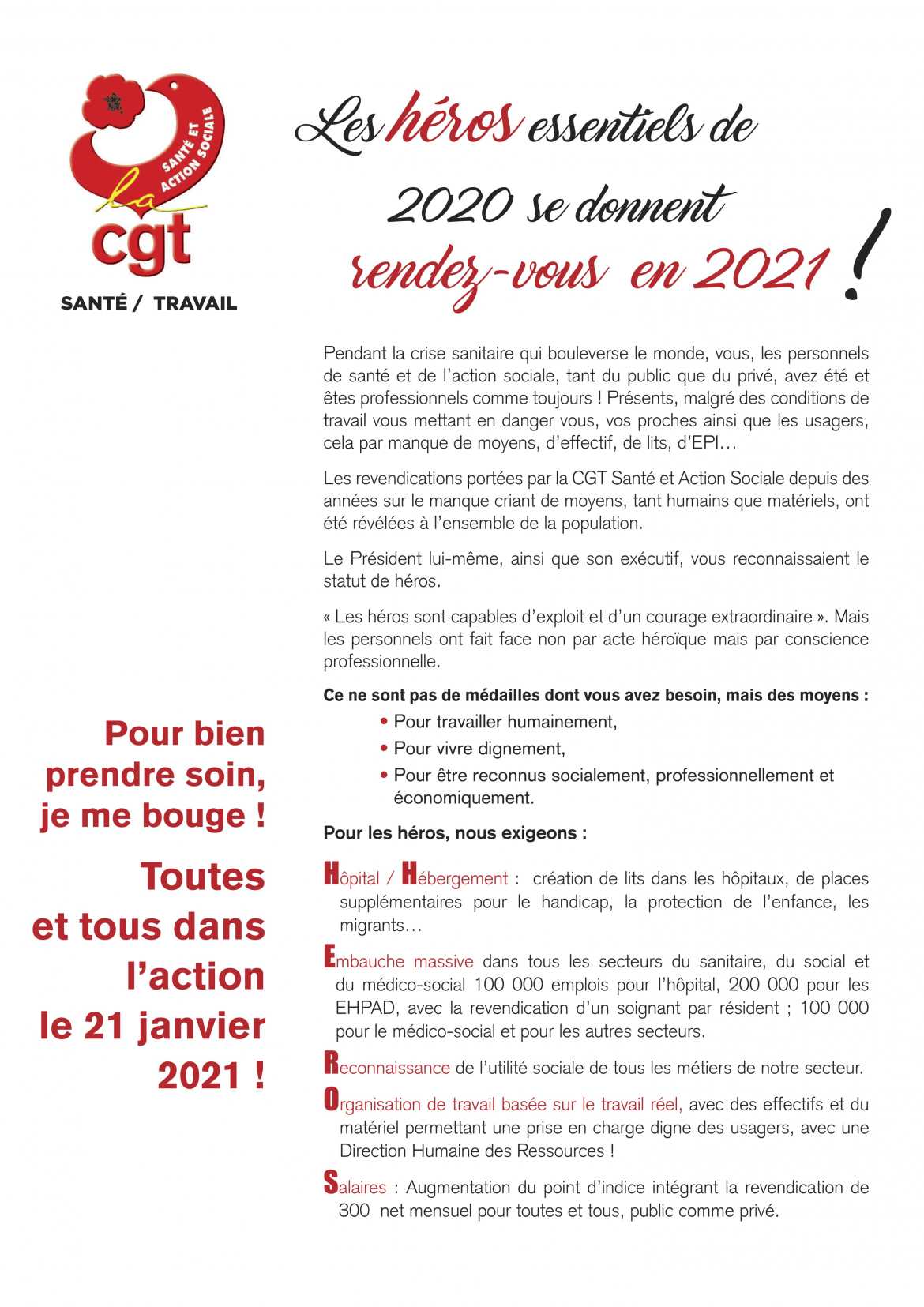  Les HEROS essentiels de 2020 se donnent rendez-vous en 2021 ! - Tract Fédération Santé et Action Sociale