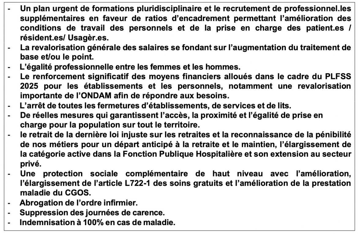 Revendications du préavis unitaire CGT / FO / Sud / UNSA