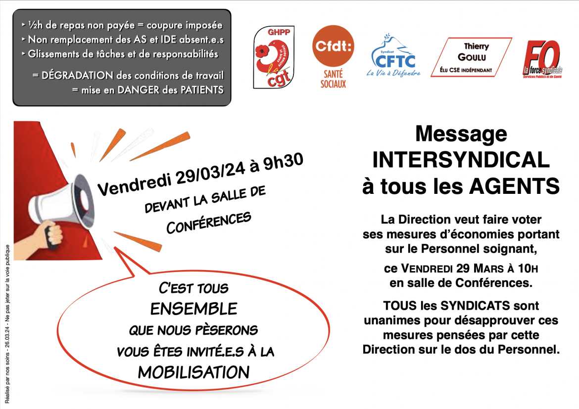 Tract INTERSYNDICAL - Appel à Mobilisation du 29.03.24