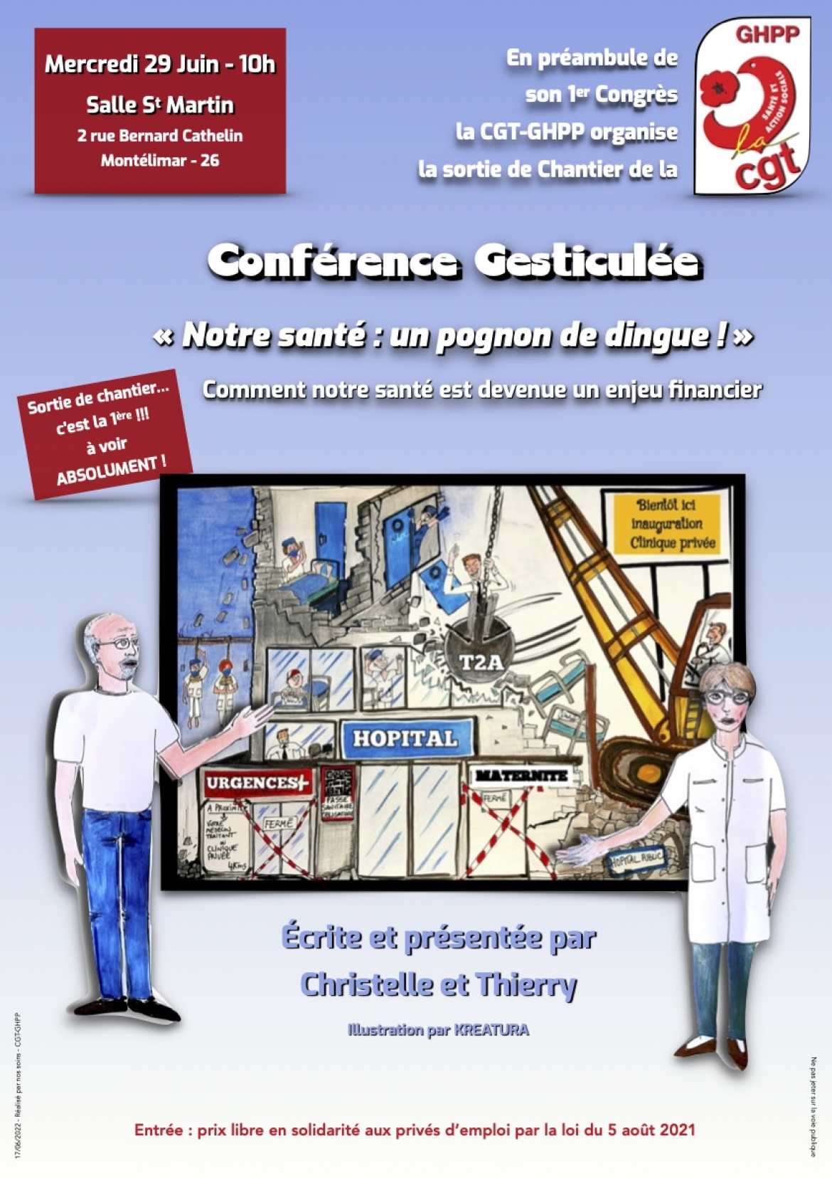 Affiche - Conférence gesticulée - Notre santé, un pognon de dingue