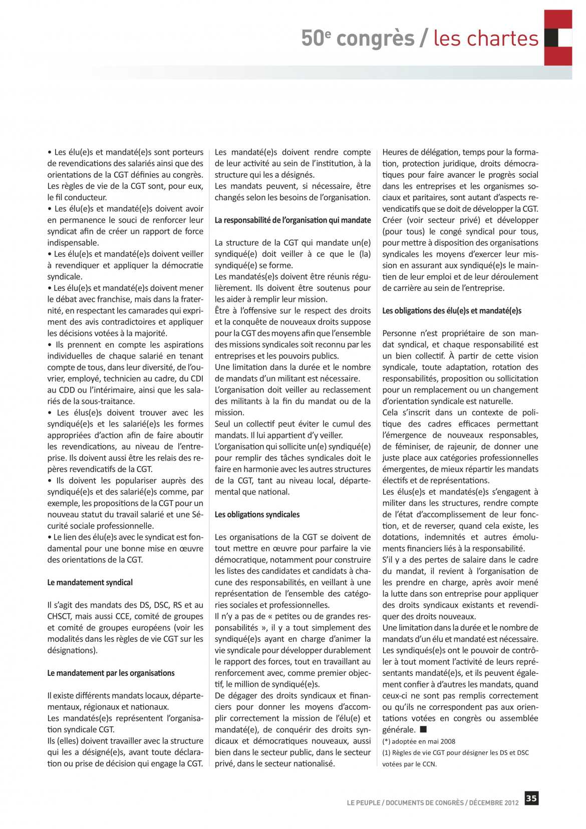 Les Chartes de la CGT