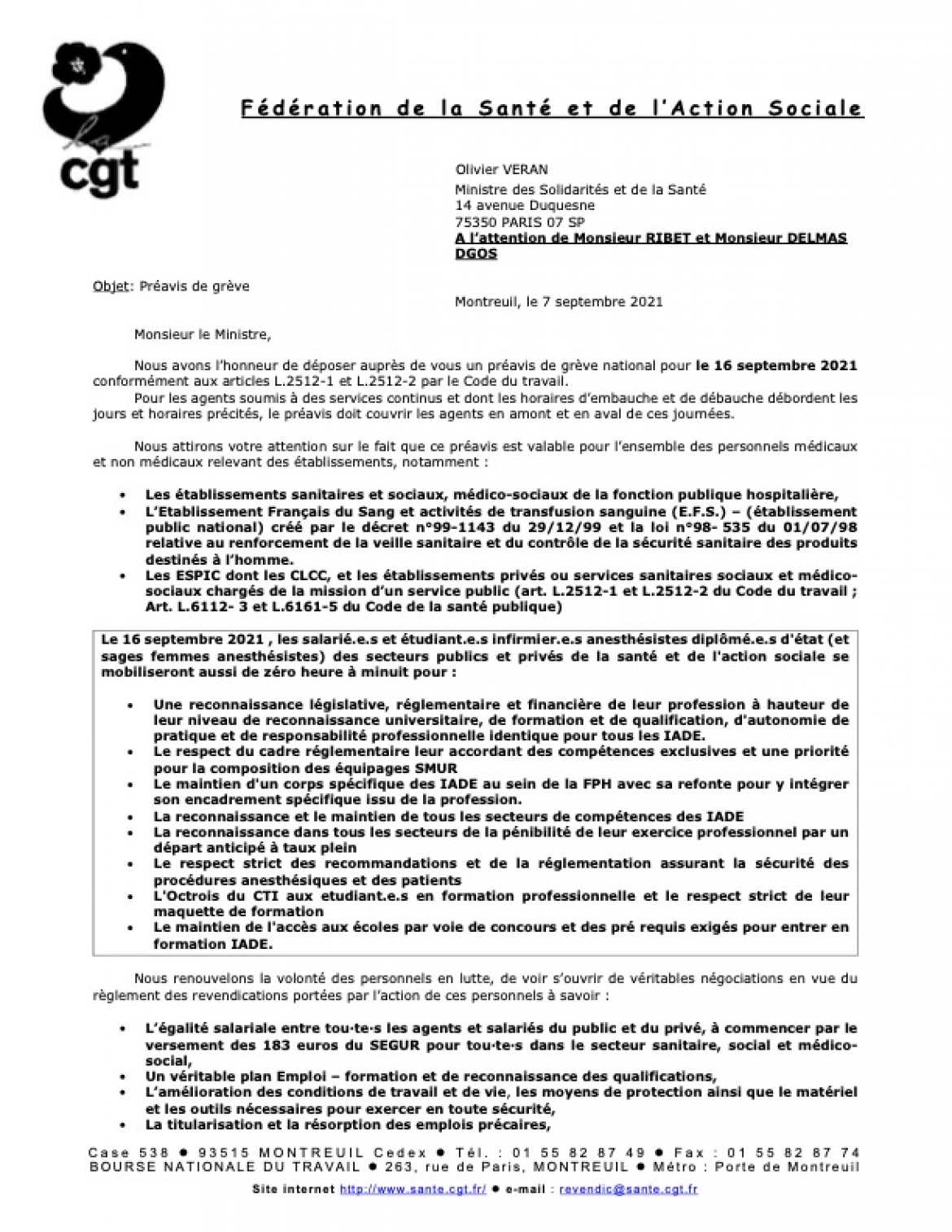 Préavis grève IADE - 16 sept. 2021 - à télécharger