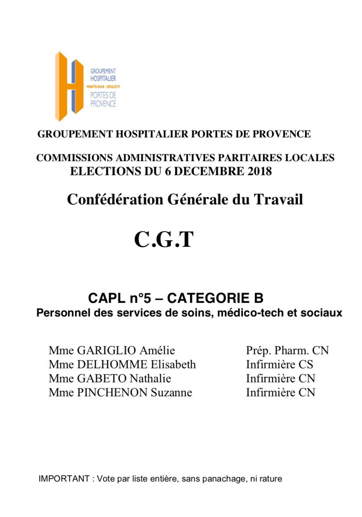 Vos représentants Commission Paritaire Locale n°5