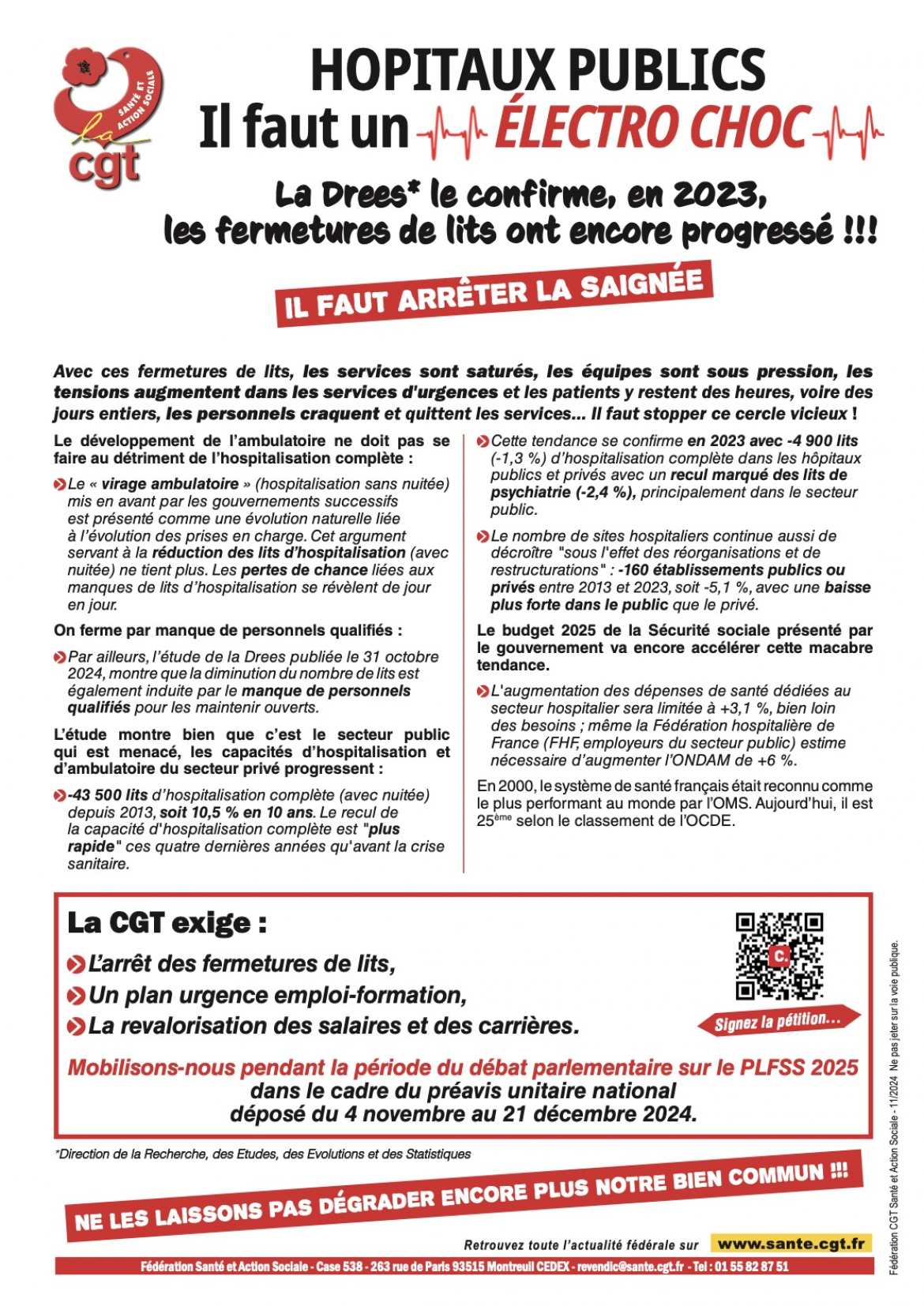 Tract Fédé - Fermeture des lits