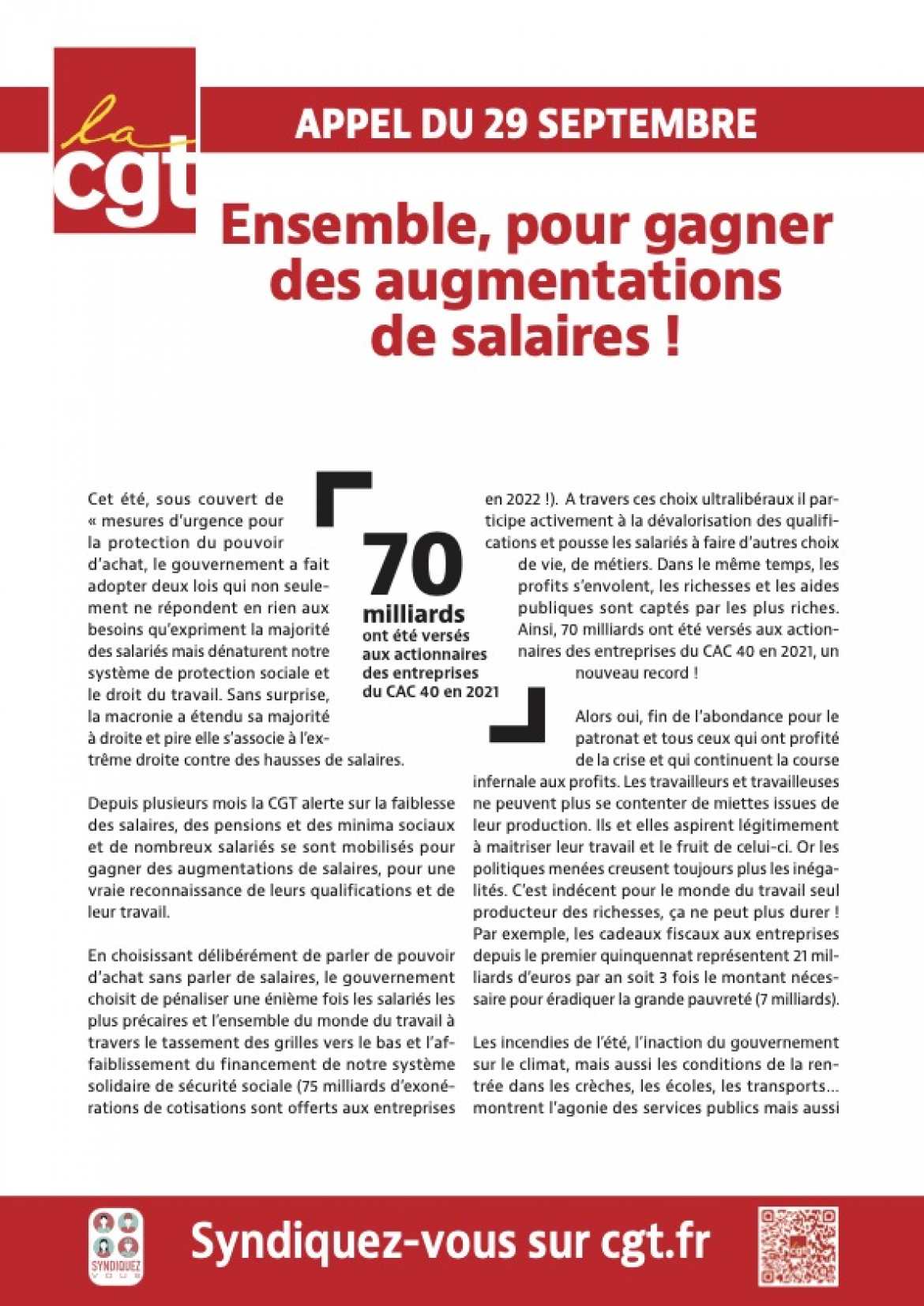 Tract confédéral CGT - 29 septembre 2022