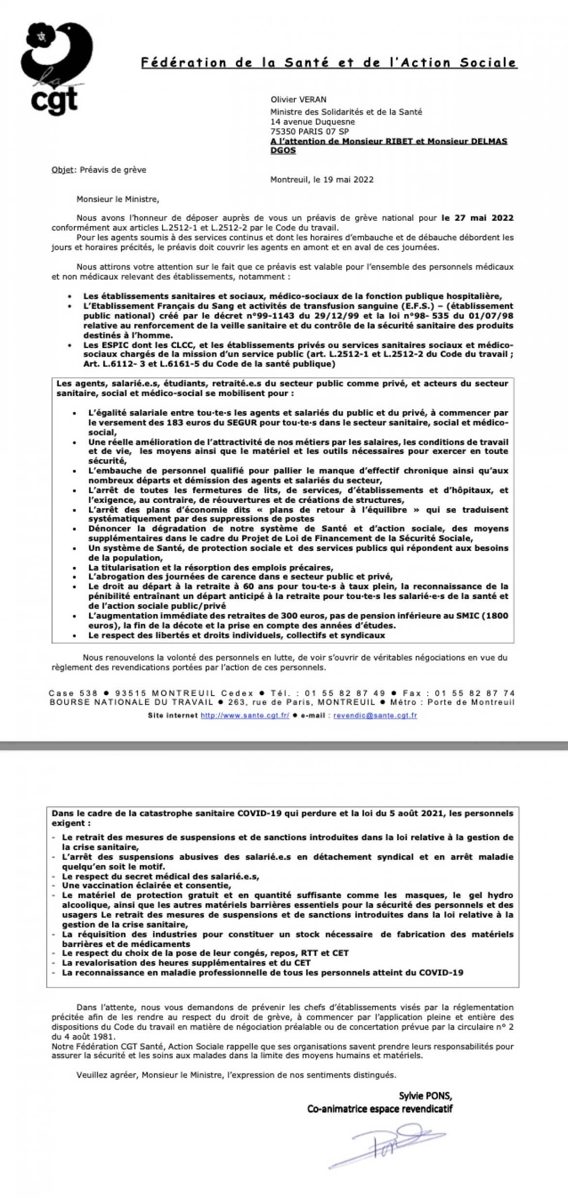 Préavis de grève du 27 au 2 juin inclus - cliquez pour télécharger les préavis journaliers.