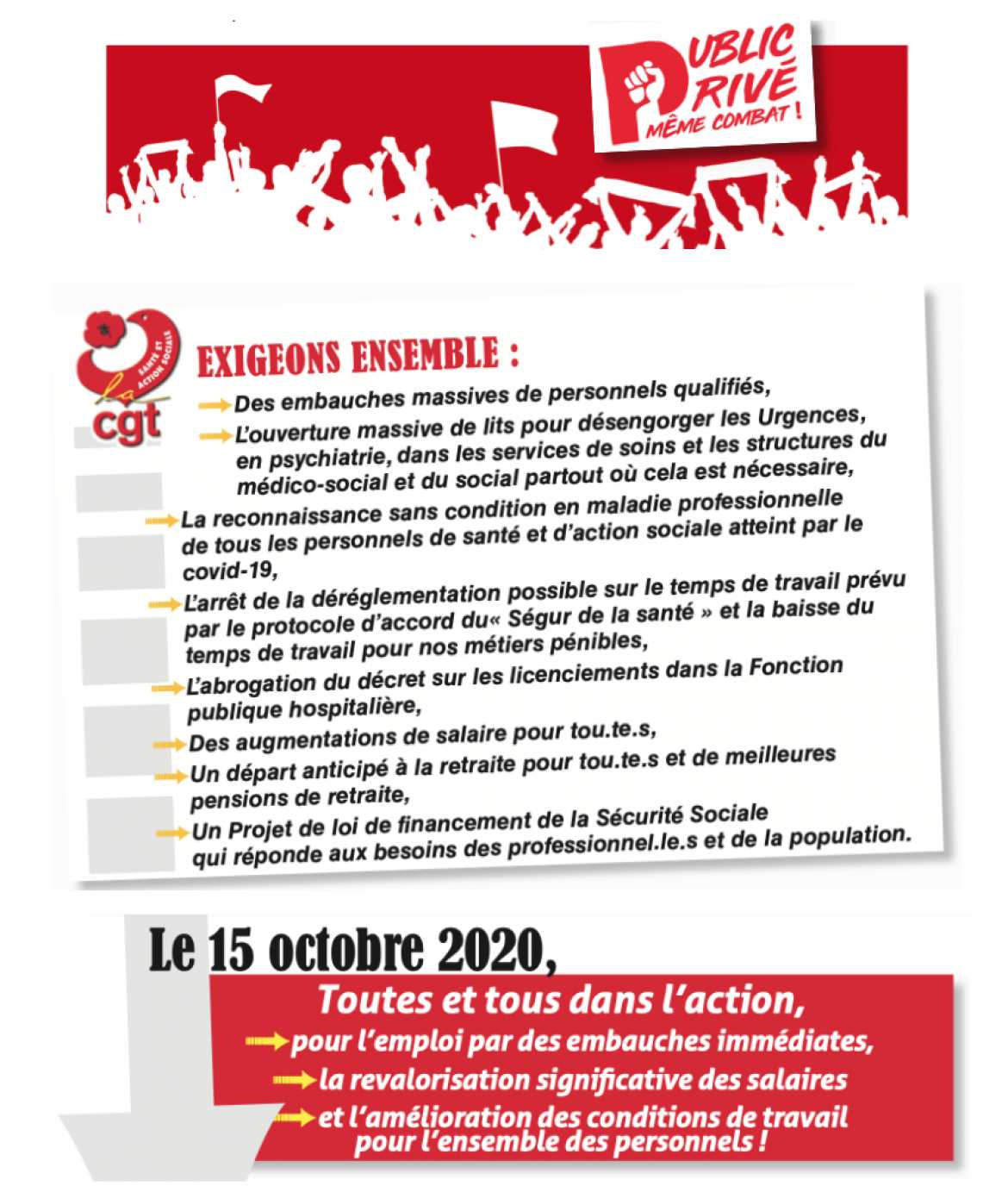 Journée Nationale de Grève et Mobilisation secteur Santé, médico-Social, Social