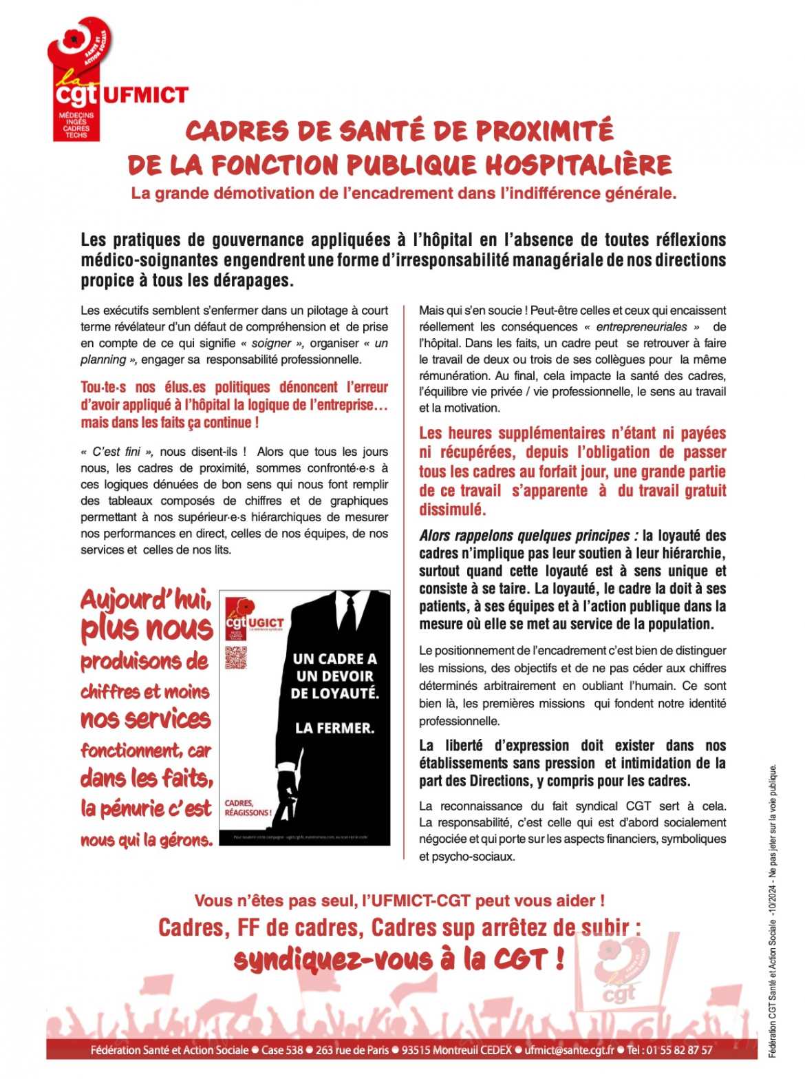 Tract Fédé - Cadres de Santé