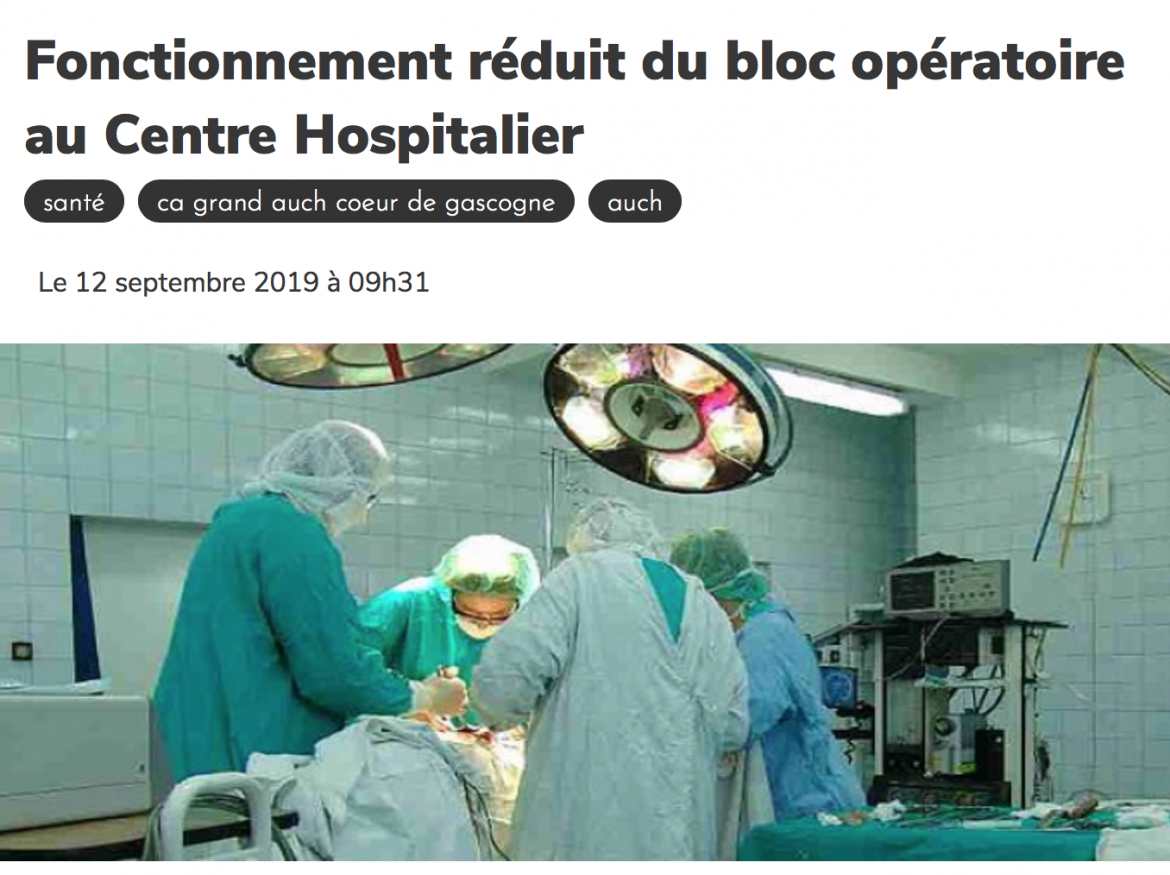 Centre Hospitalier (CH) d’Auch en Gascogne le 12/09/19