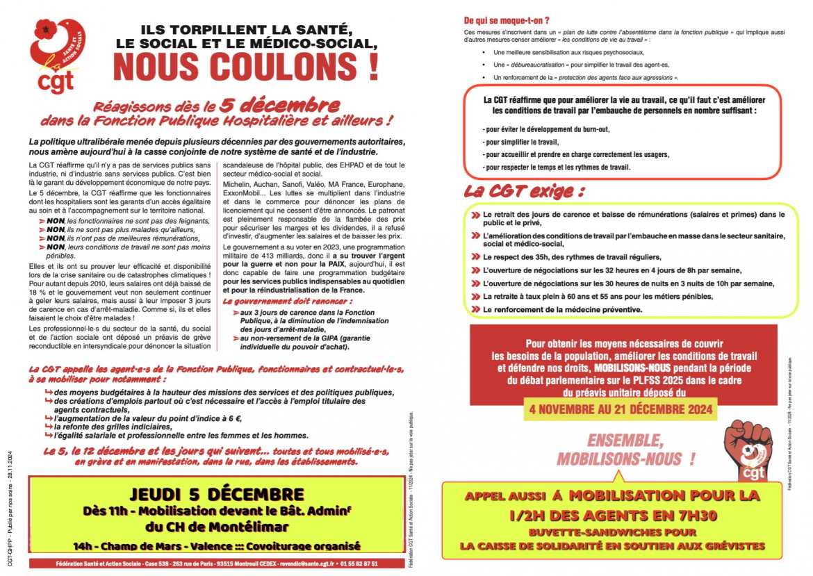 Tract CGT-GHPP - Appel à Mobilisation 5.12.24