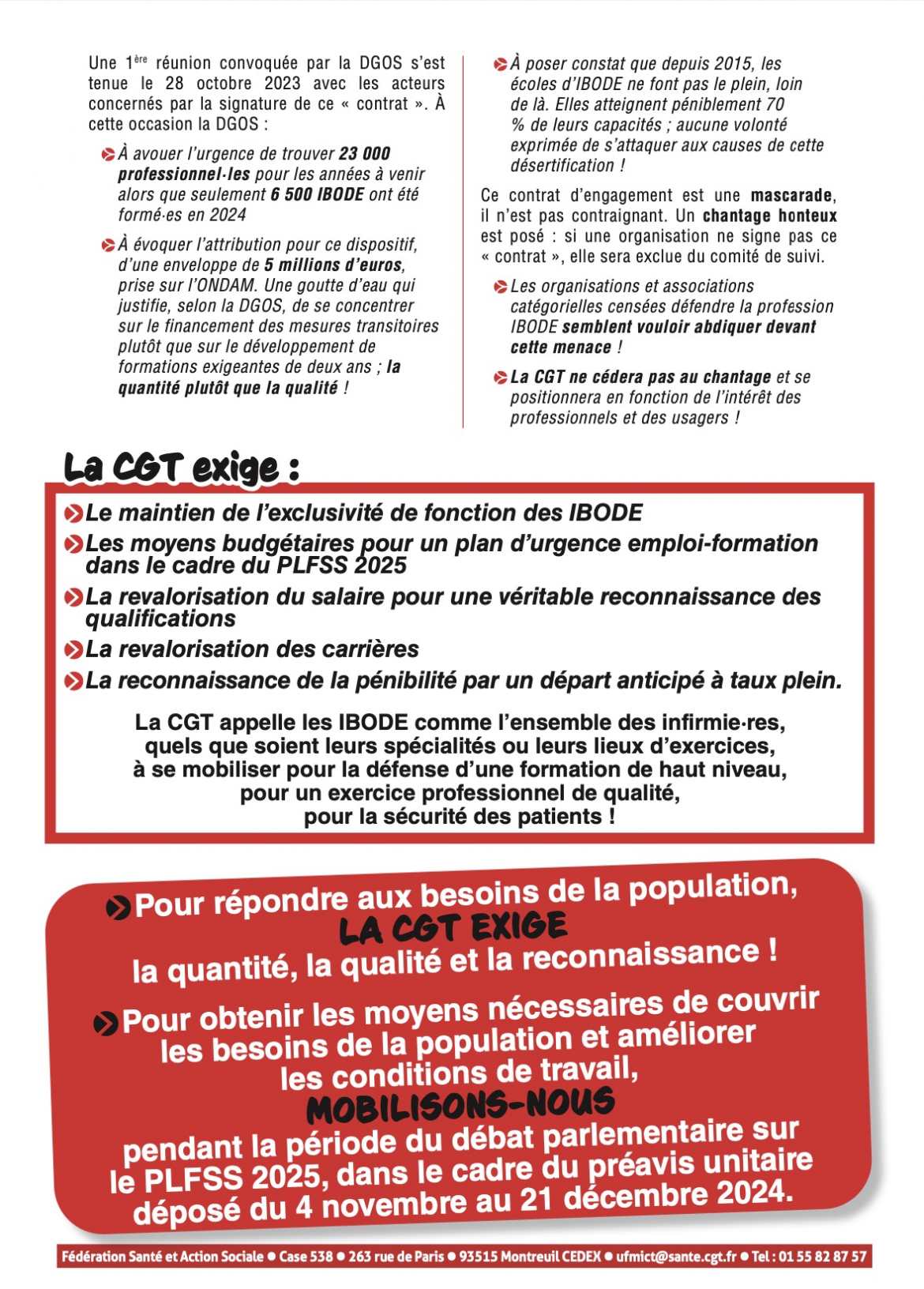 Tract Fédé - IBODE en colère - Verso