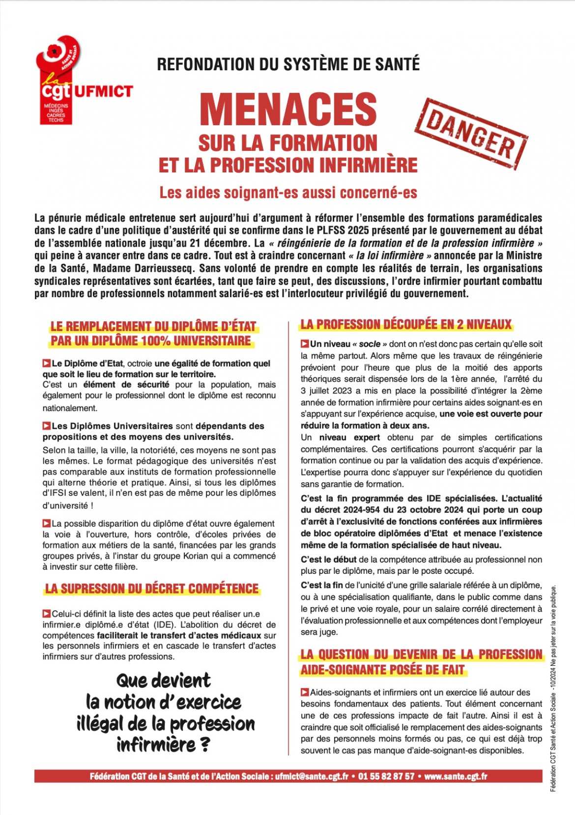 Tract Fédé - Menaces formation IDE-AS - Recto