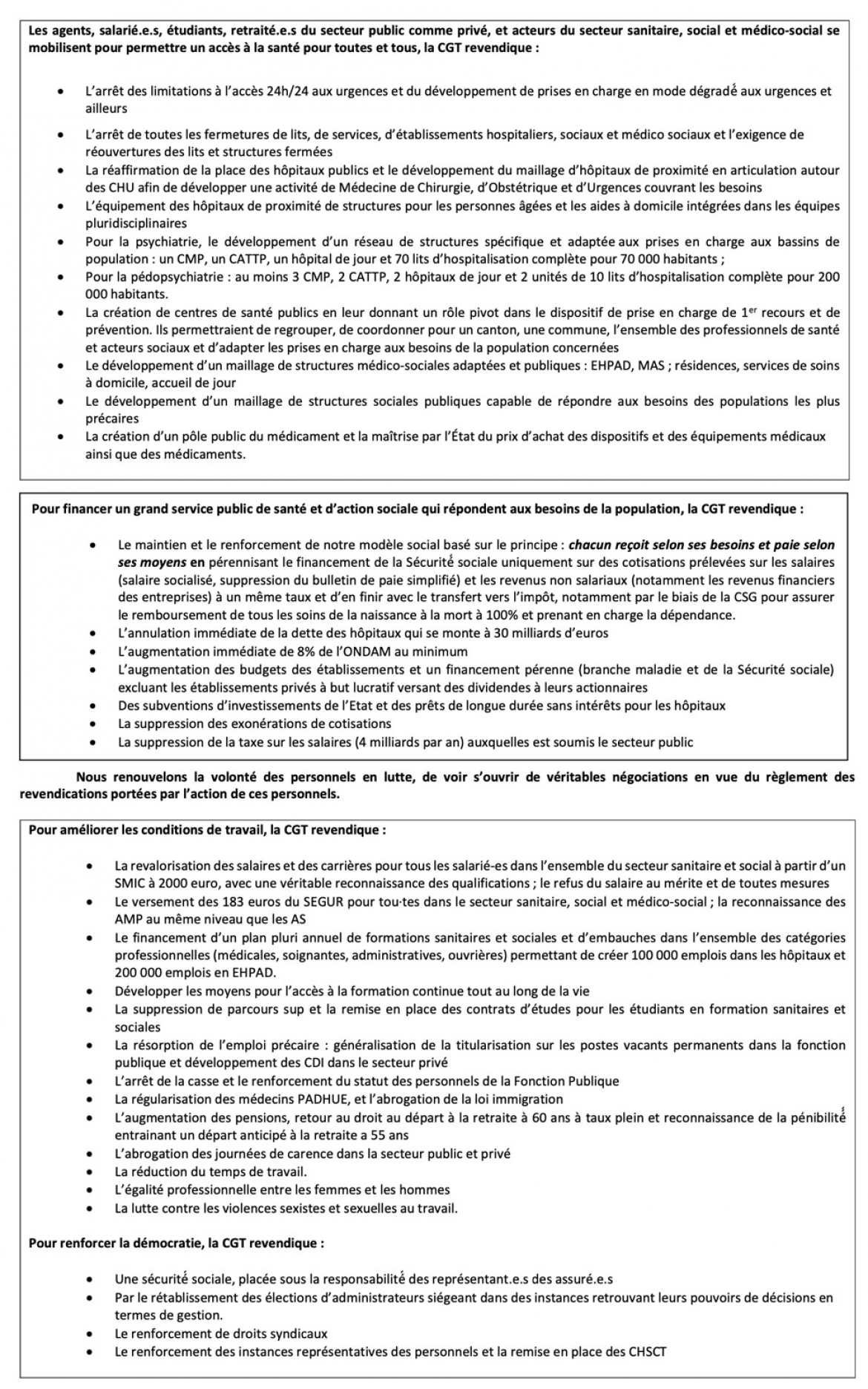 Revendications du préavis de grève journaliers du 8 au 14.11.24 - CGT Fédération Santé & Action Sociale