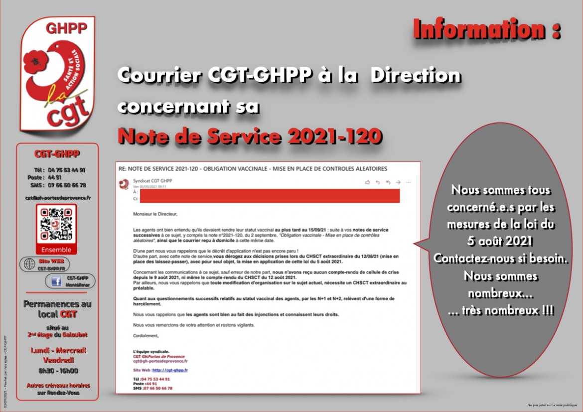 Tract - Information Note de service 2021-120