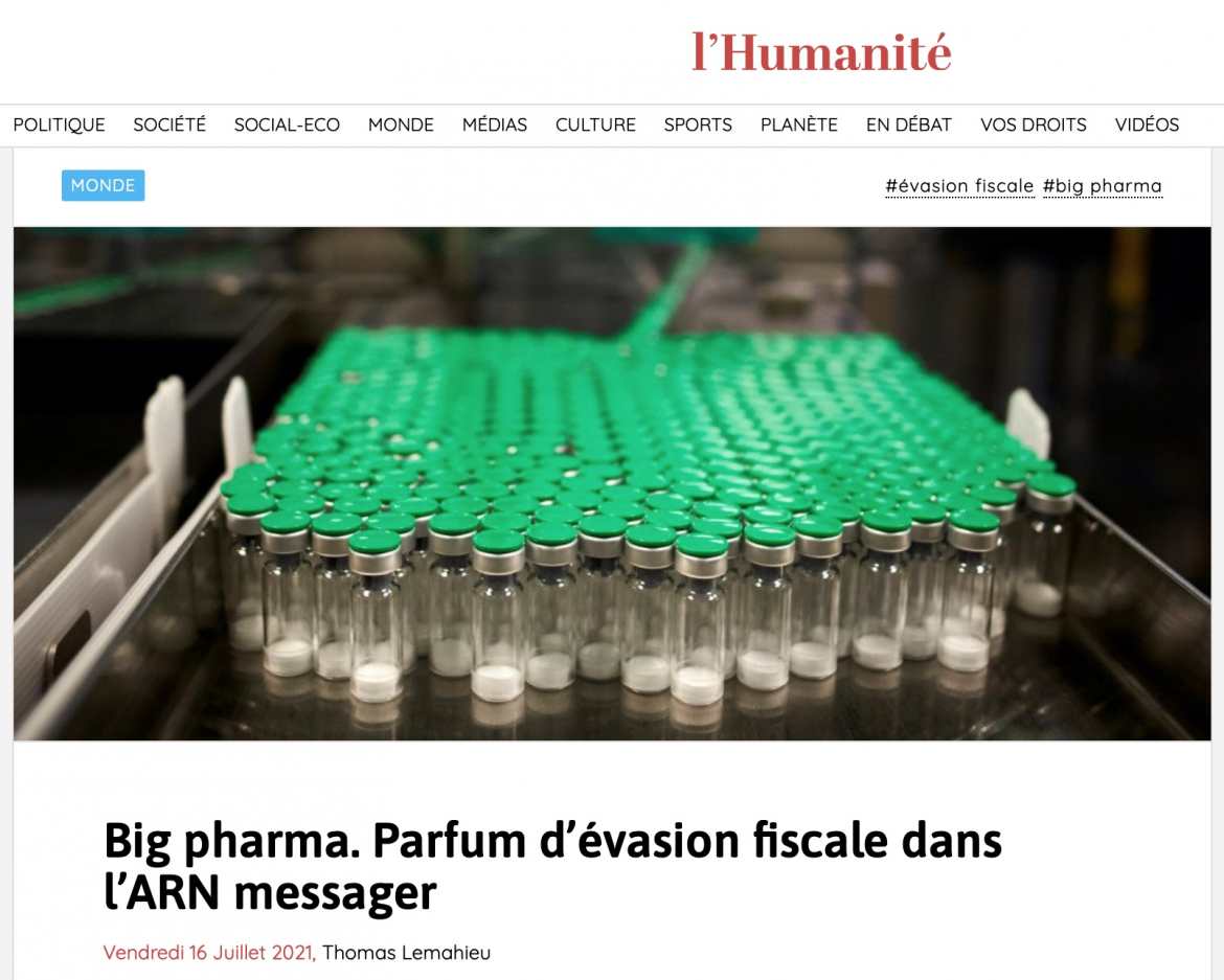 Big pharma. Parfum d’évasion fiscale dans l’ARN messager