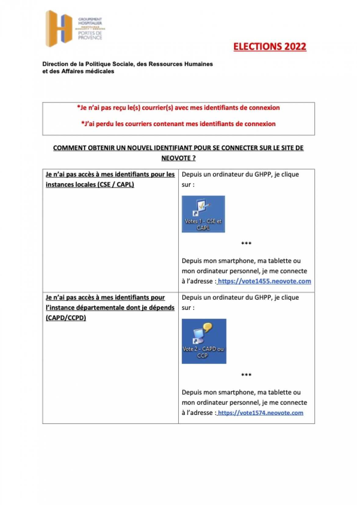 Procédure de réassort d'Identifiant - p.1