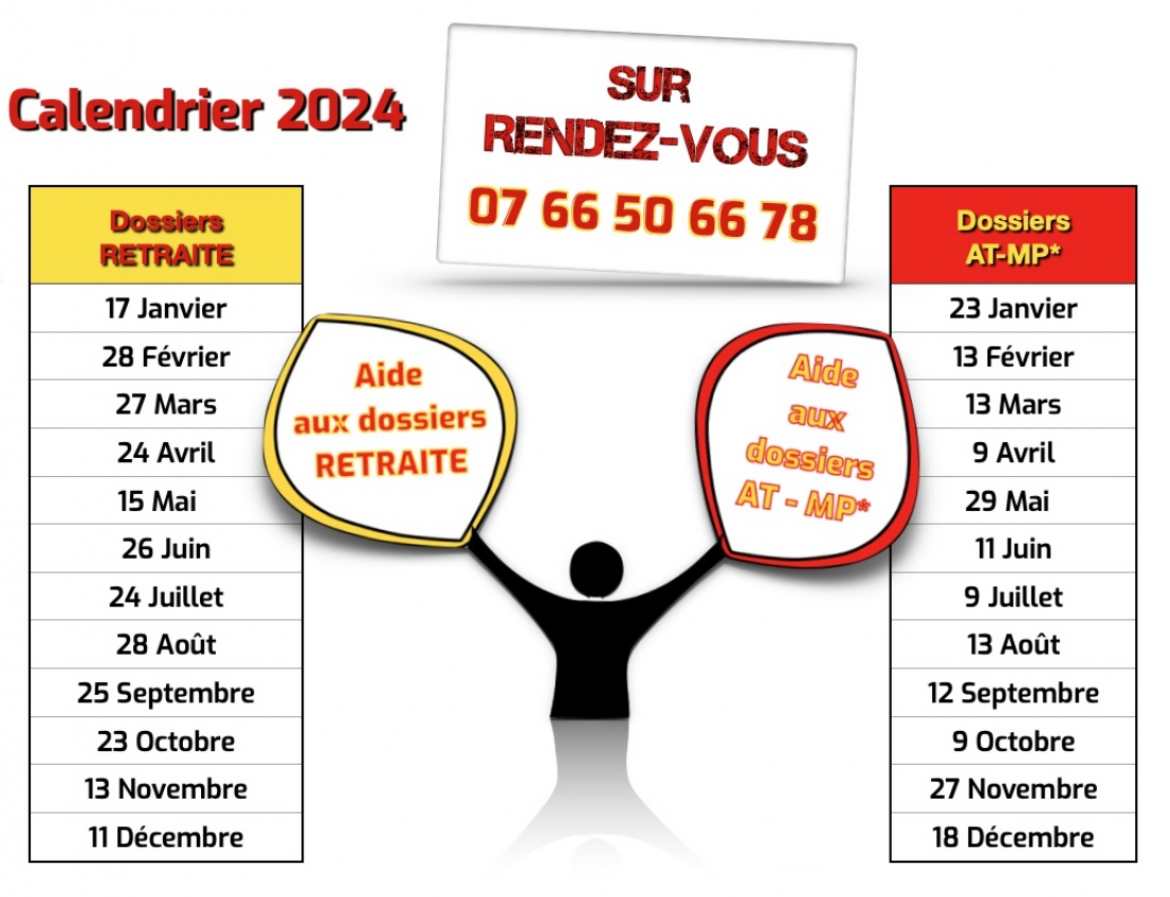 Calendrier 2024 des dates des Permanences dédiées de la CGT-GHPP