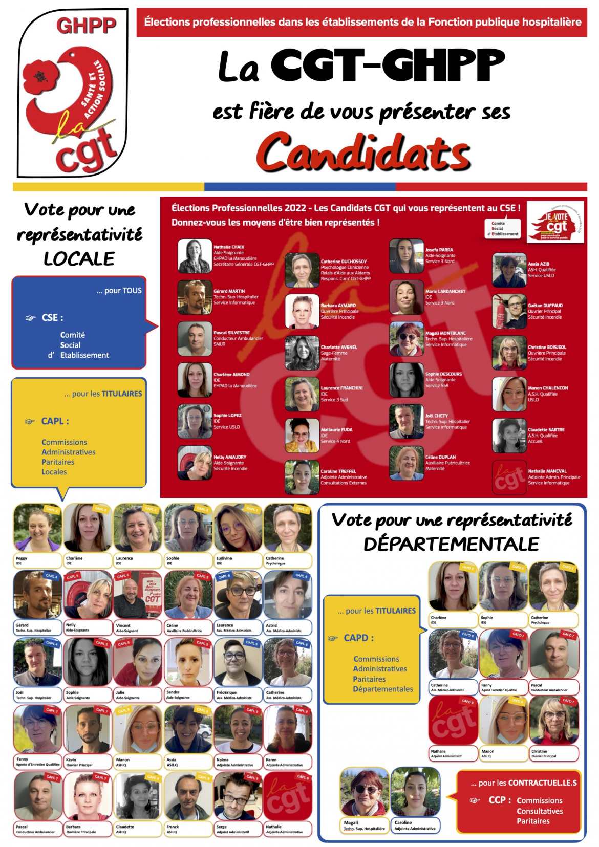 Affiche Candidats CGT-GHPP - Elections professionnelles 2022