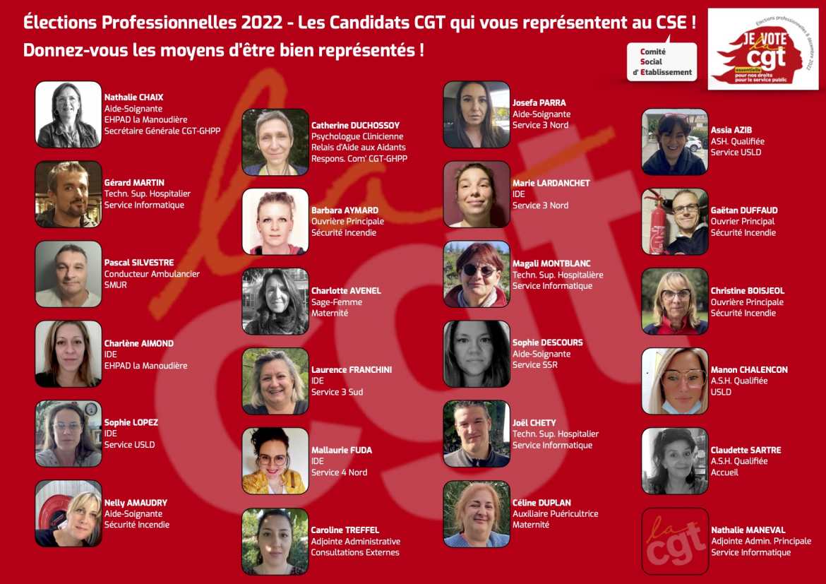 CGT-GHPP  -  Candidats Comité Social d'Etablissement  - CSE