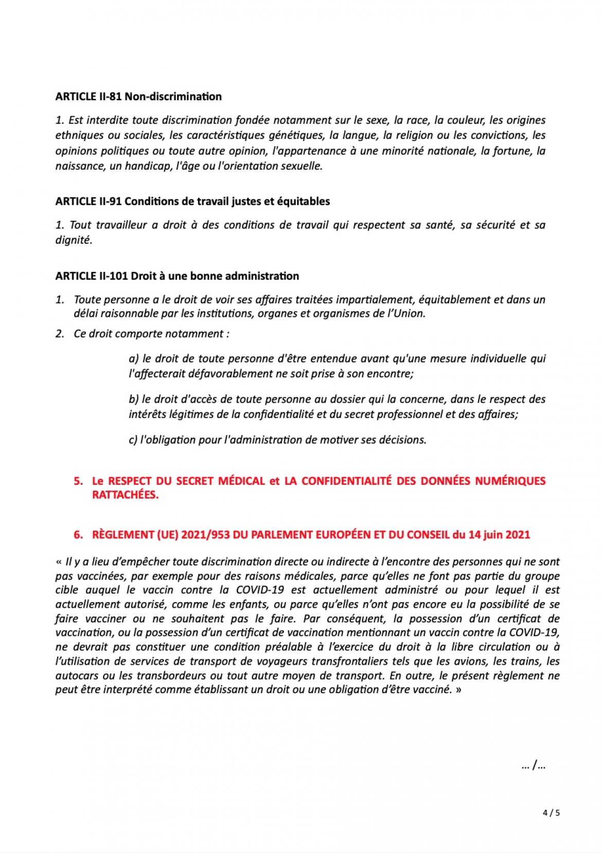 Préavis de grève local - non à la vaccination forcée