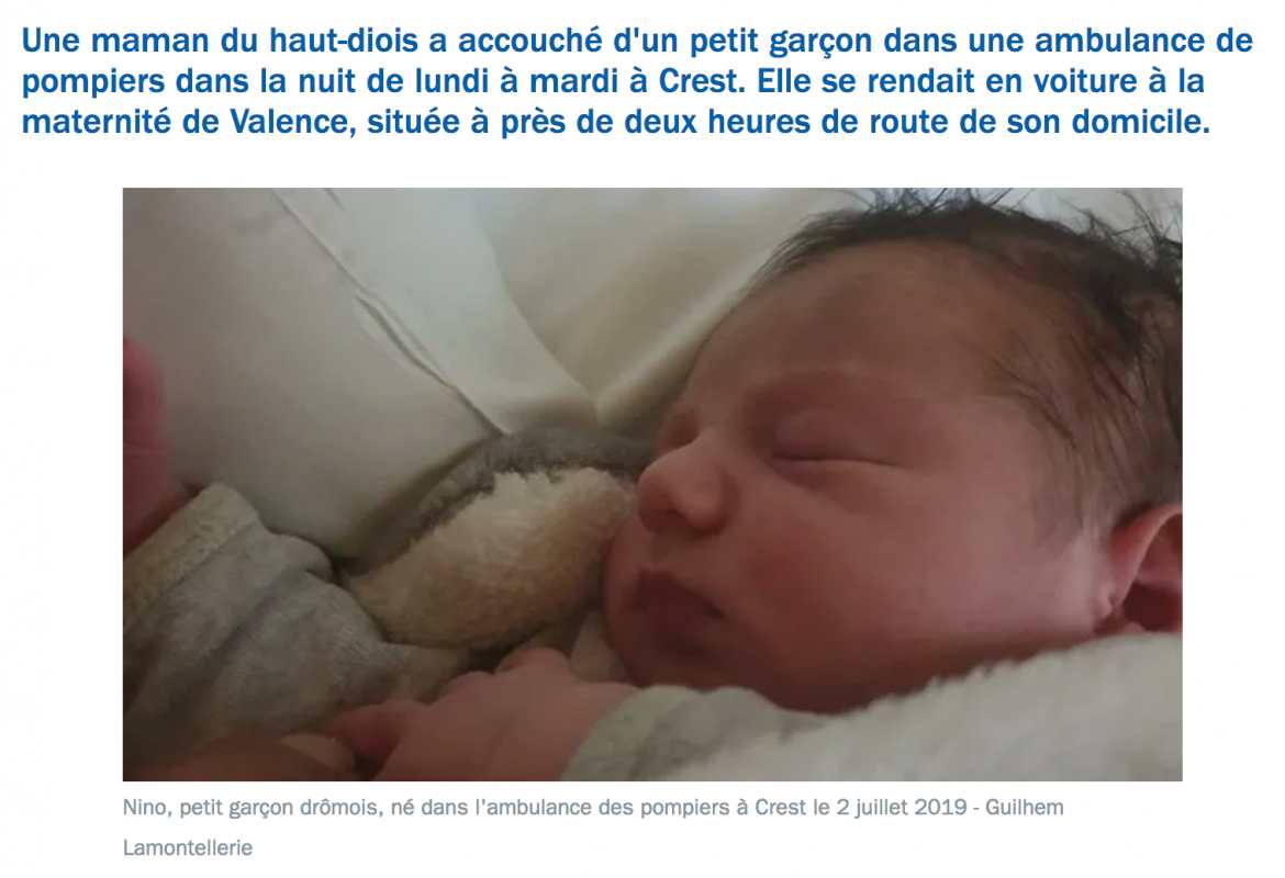 Nino est né dans la nuit au bord de la route faute de maternité à Die