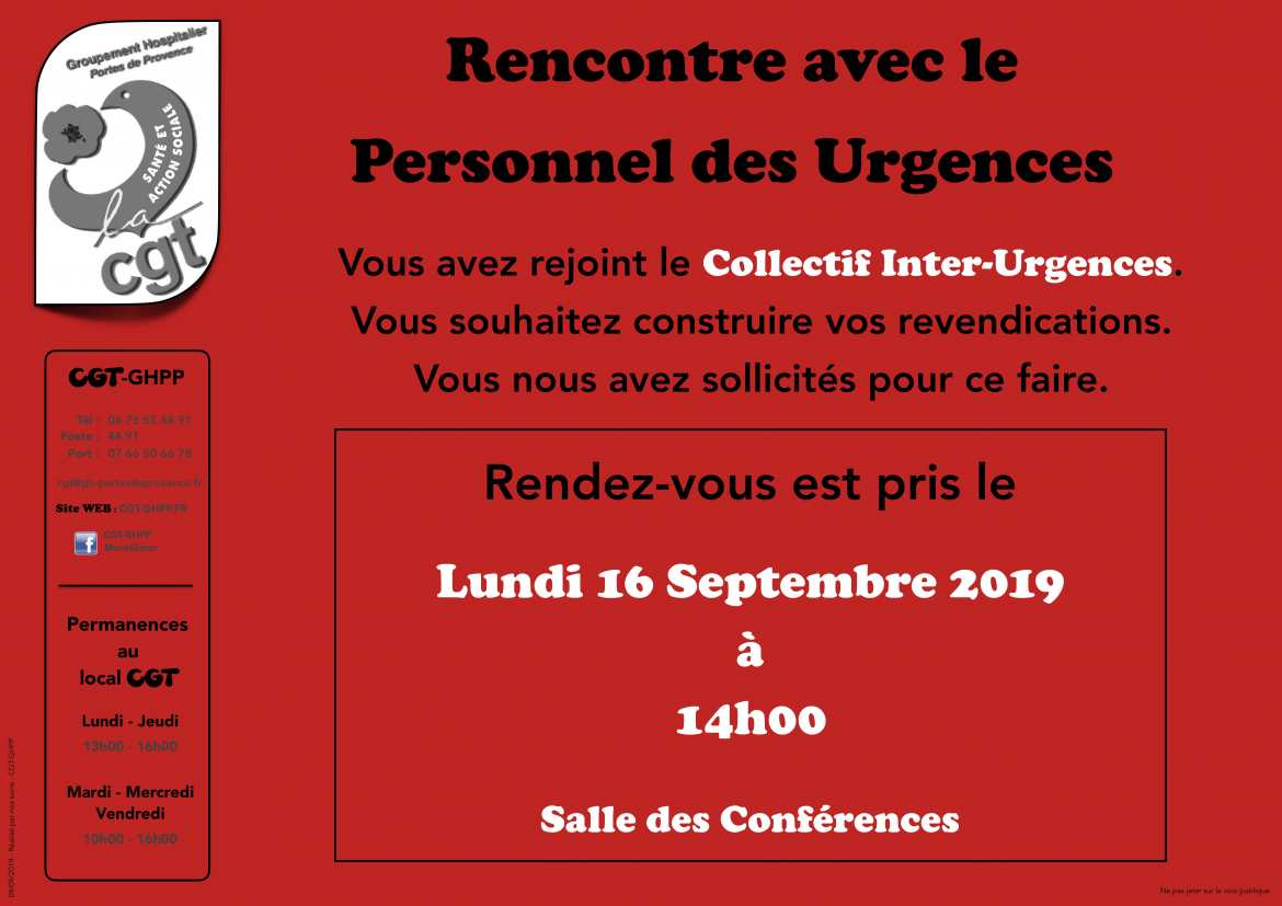 Rendez Agents du Service des Urgence - 16/09/19