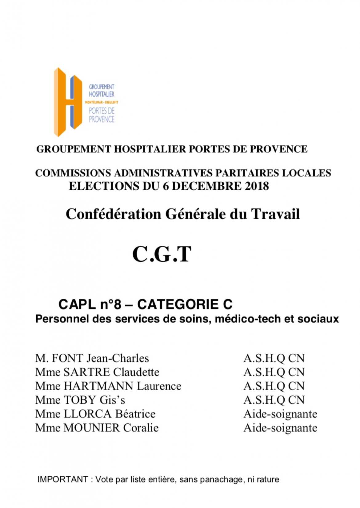 Vos représentants Commission Paritaire Locale n°8