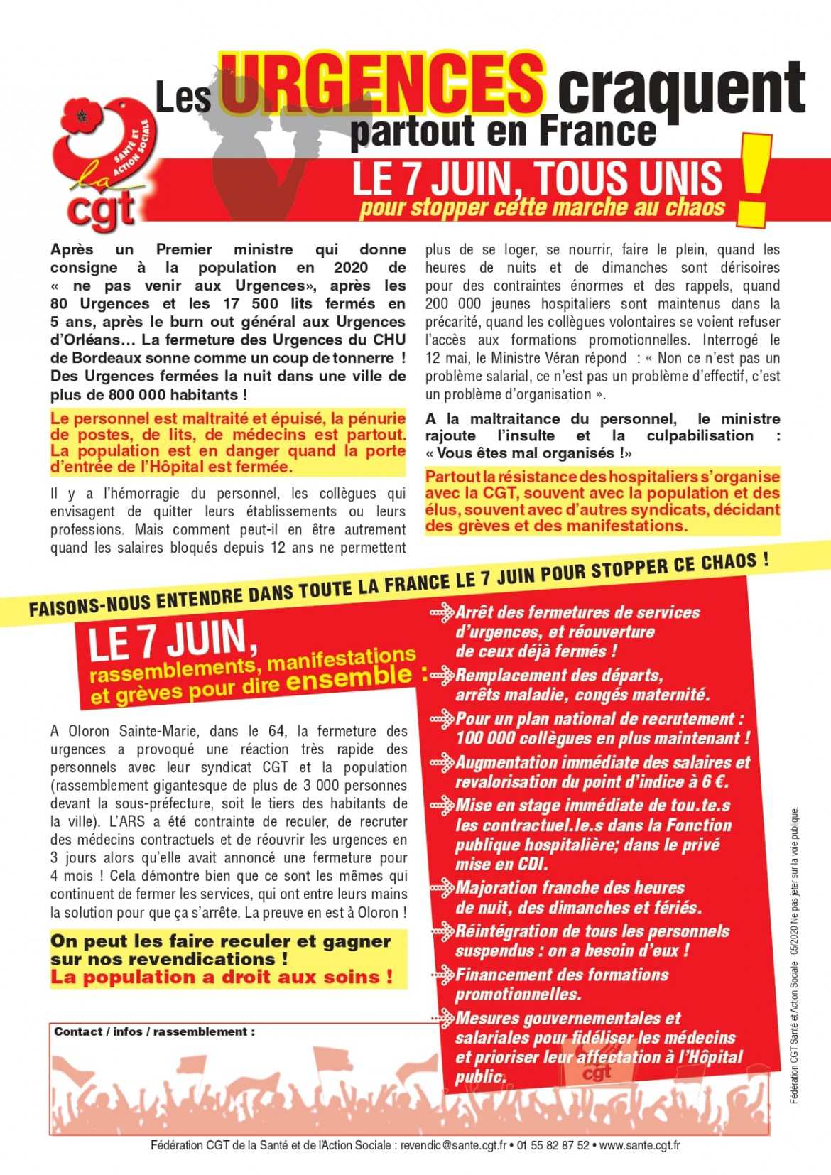 Tract Fédération Santé et Action sociale - Appel à mobilisation le 7 juin 2022 - cliquez pour télécharger