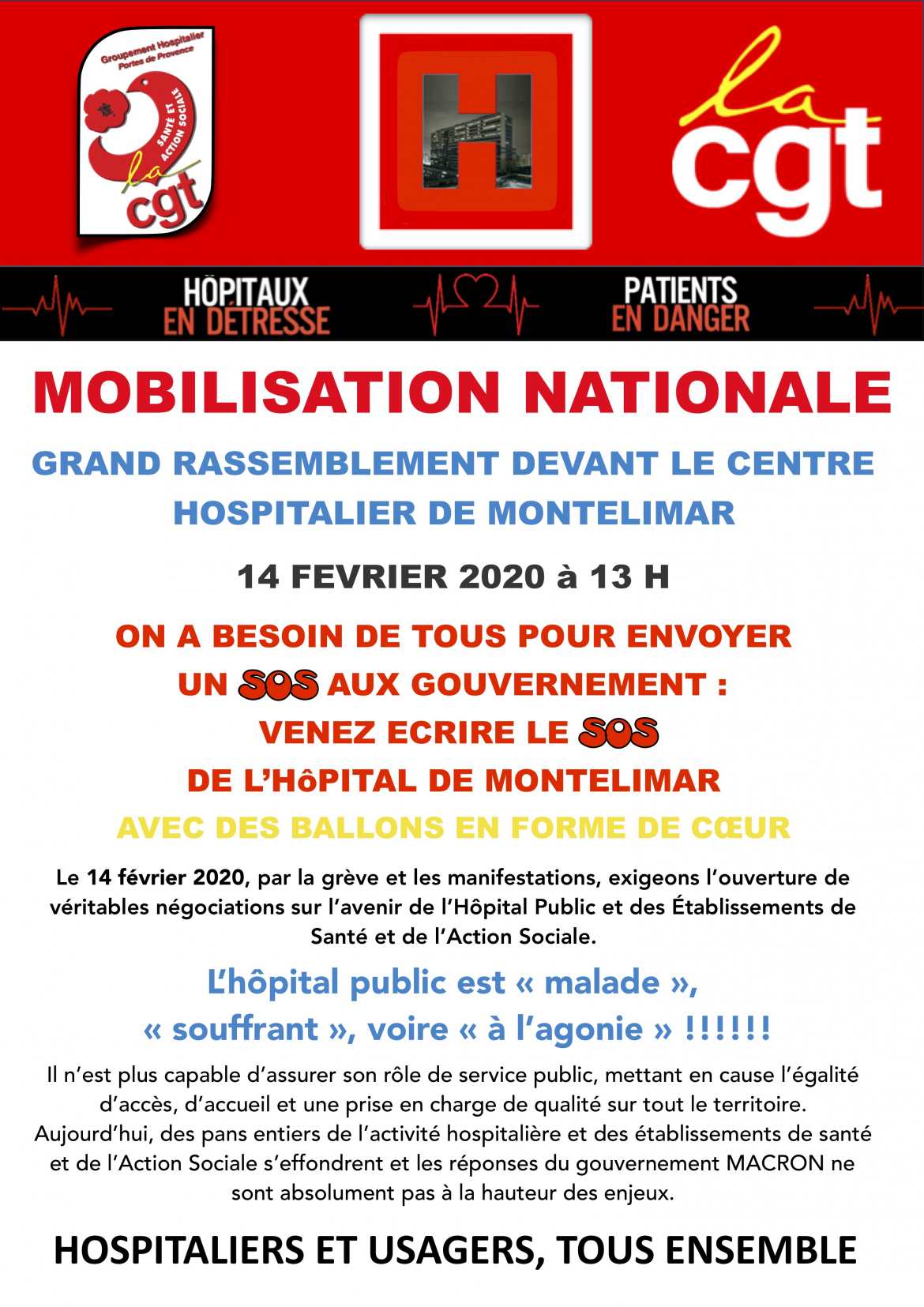 J'❤️ mon Hôpital Public - le 14 février 2020 je défends mon hôpital - Recto