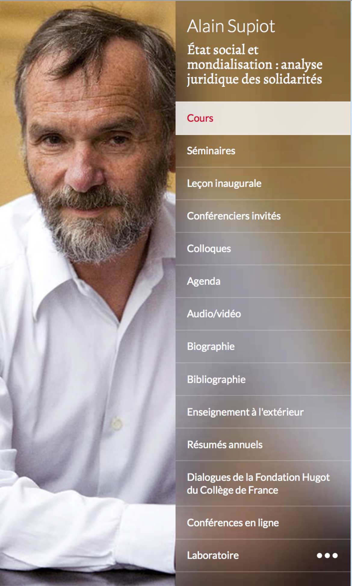 Alain Supiot : ses enseignements au Collège de France