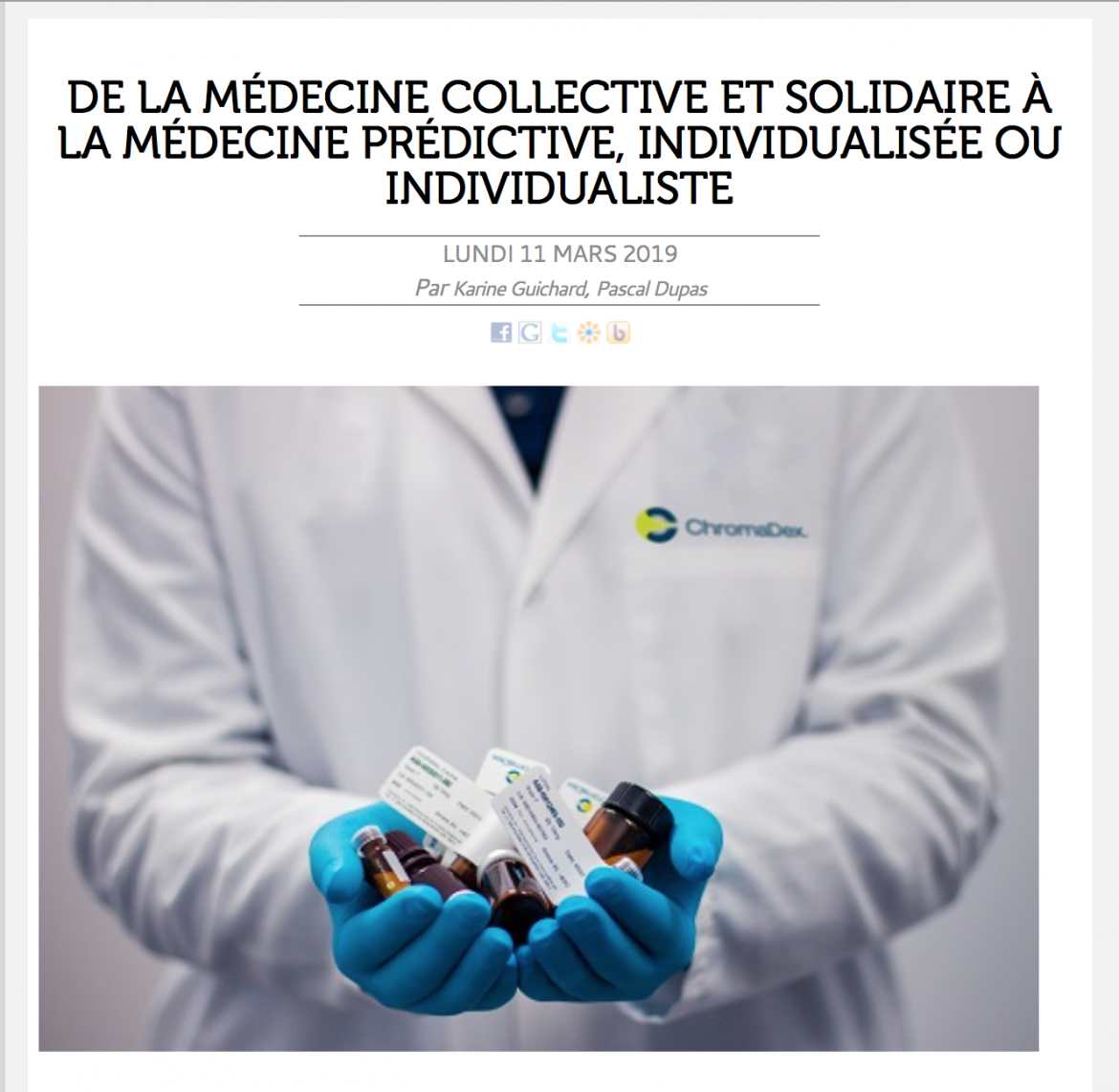 De la Médecine collective et solidaire à la médecine prédictive, individualisée ou individualiste
